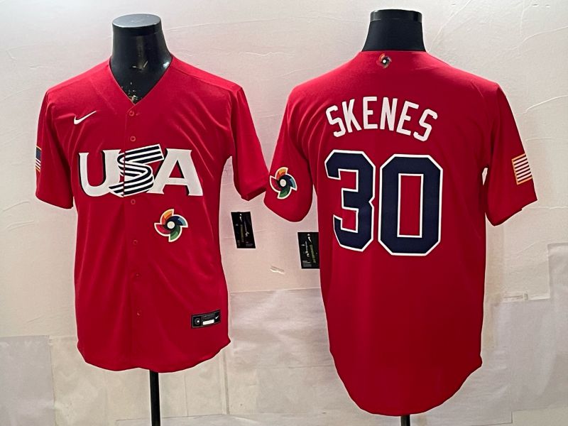 Men 2026 World Cub USA #30 Skenes Red Nike MLB Jersey style 004->->MLB Jersey